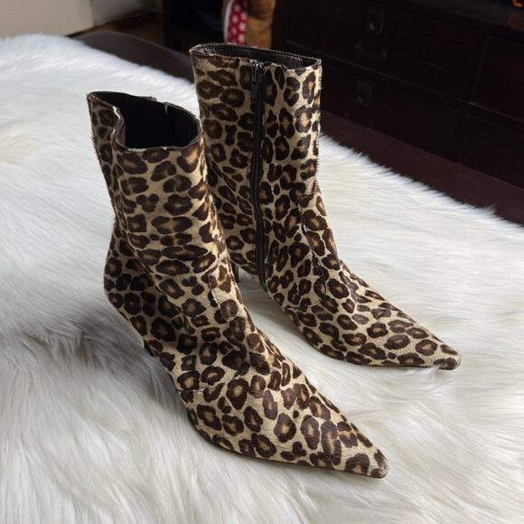 Ursula Mascaro Shoes - Ursula Mascaro Vintage 90’s Calf Hair Leopard Pointed Toe Booties